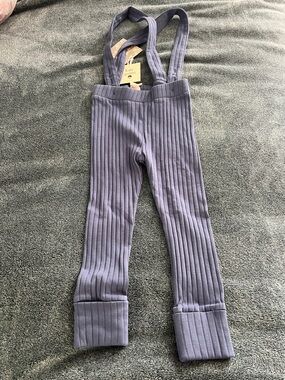 NWT kate quinn essentials Kids Ribbed Suspenders Bottoms 3T
